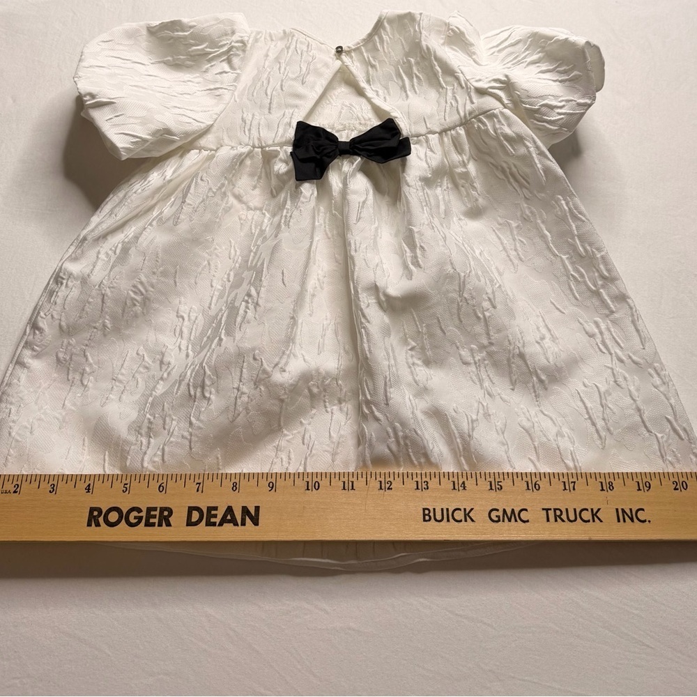 Textured White Dress w/ Black Bow Back Baby 18–24M Easter Wedding Bridal Party - Picture 7 of 9